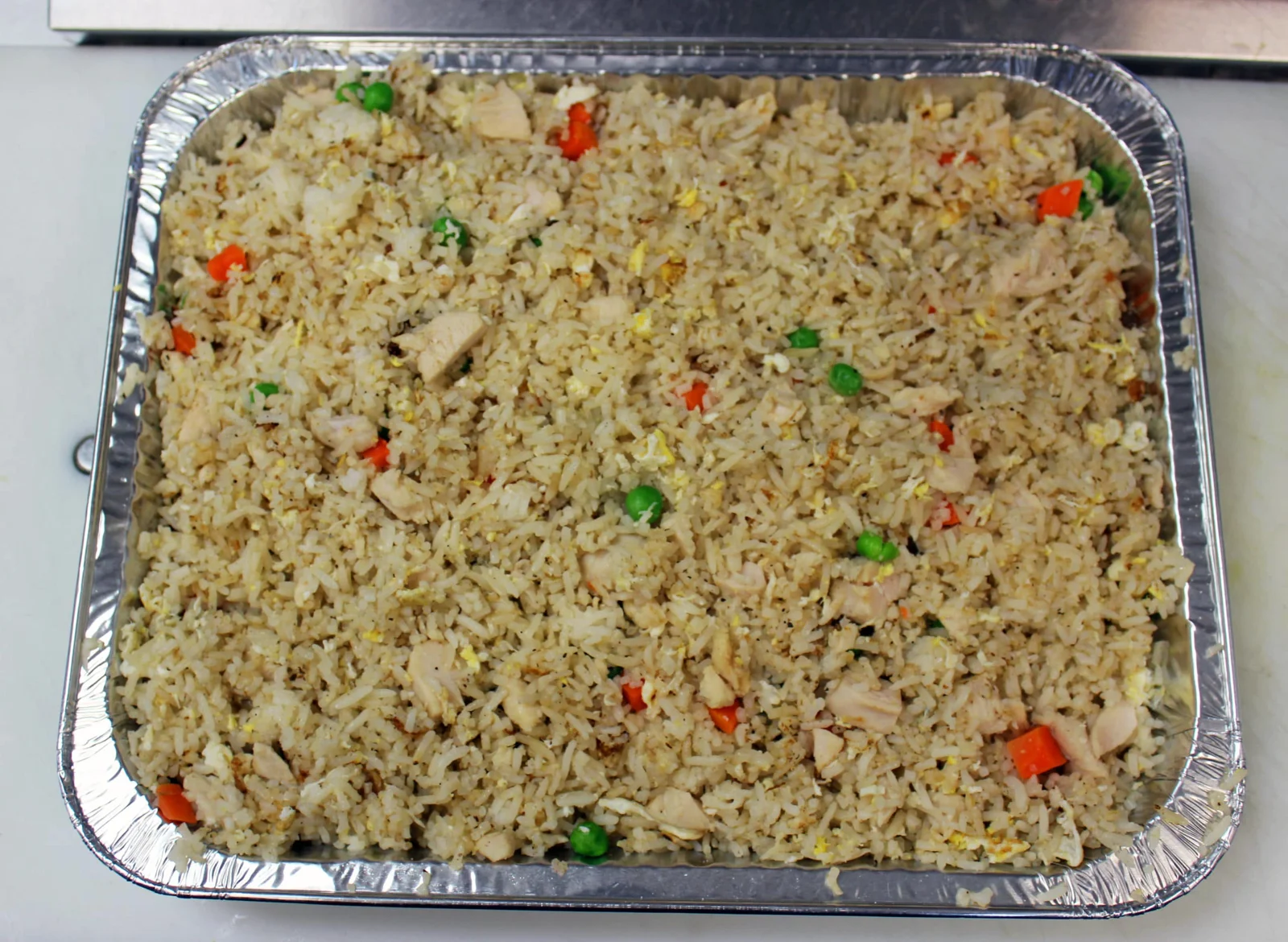 Catering tray of fried rice